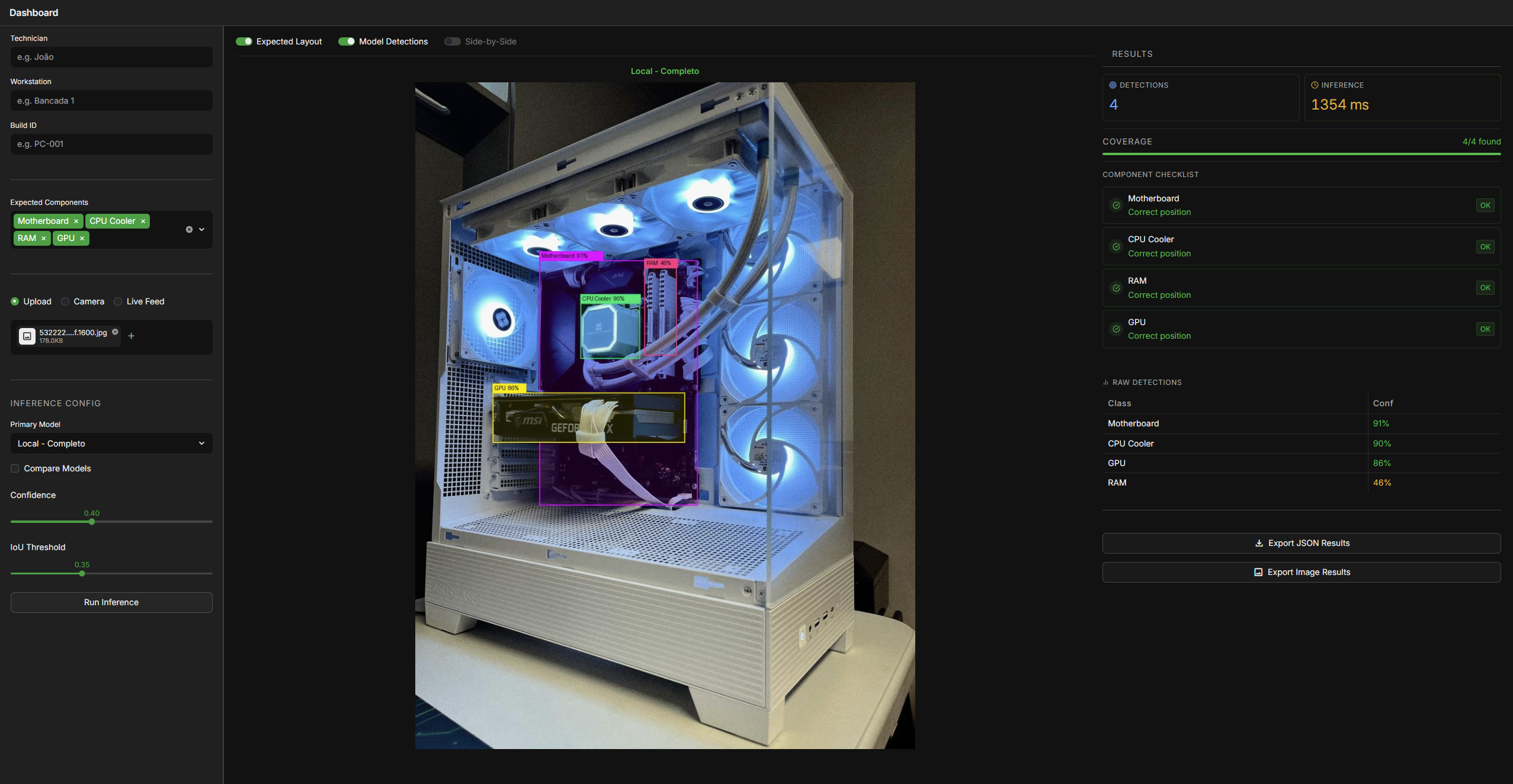 ComponentVision - Sistema de Visão Computacional para Inspeção de Montagem de PCs