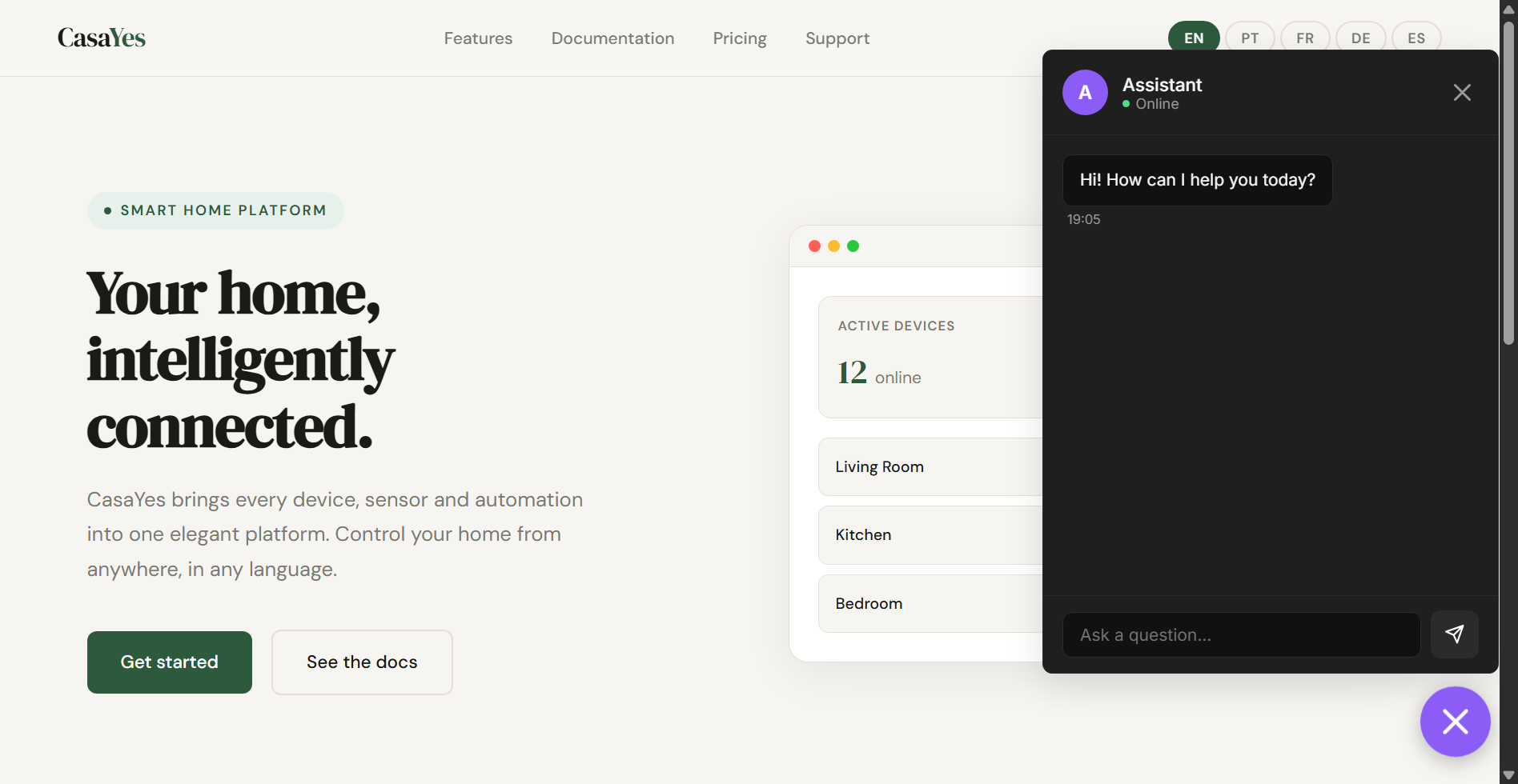 Interface do widget de chat RAG em funcionamento